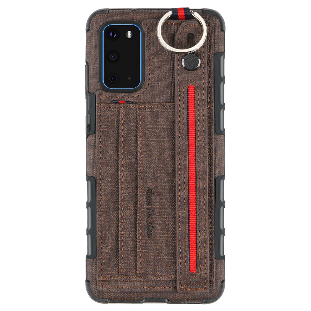 SHOUHUSHEN Cloth Coated Combo Case with Card Slot for Samsung Galaxy S20 4G/S20 5G - Brown