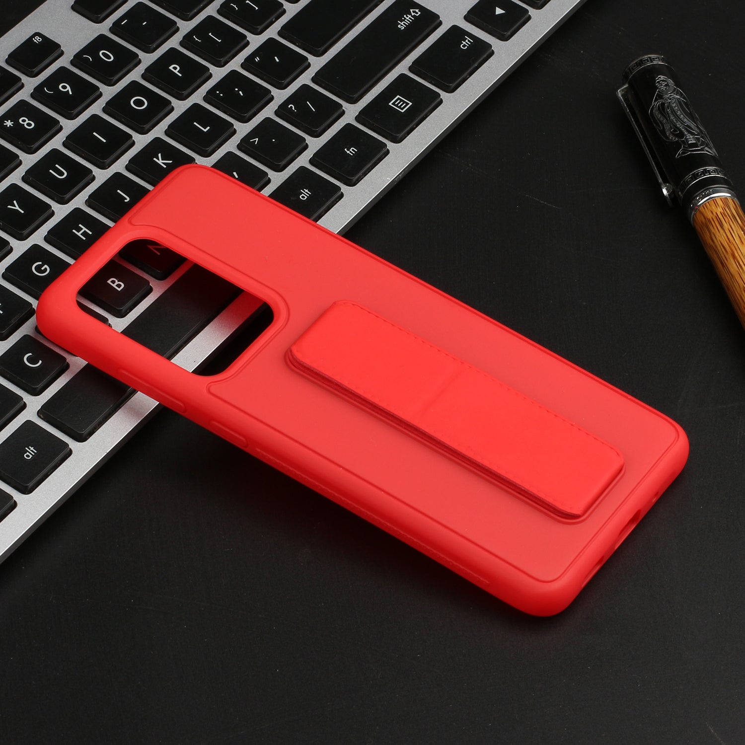 For Samsung Galaxy S20 Ultra Magnetic Hand Strap Kickstand TPU + PC Phone Cover - Red