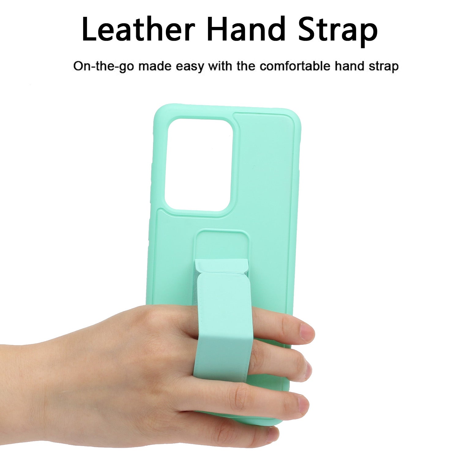 For Samsung Galaxy S20 Ultra Magnetic Hand Strap Kickstand TPU + PC Phone Cover - Cyan