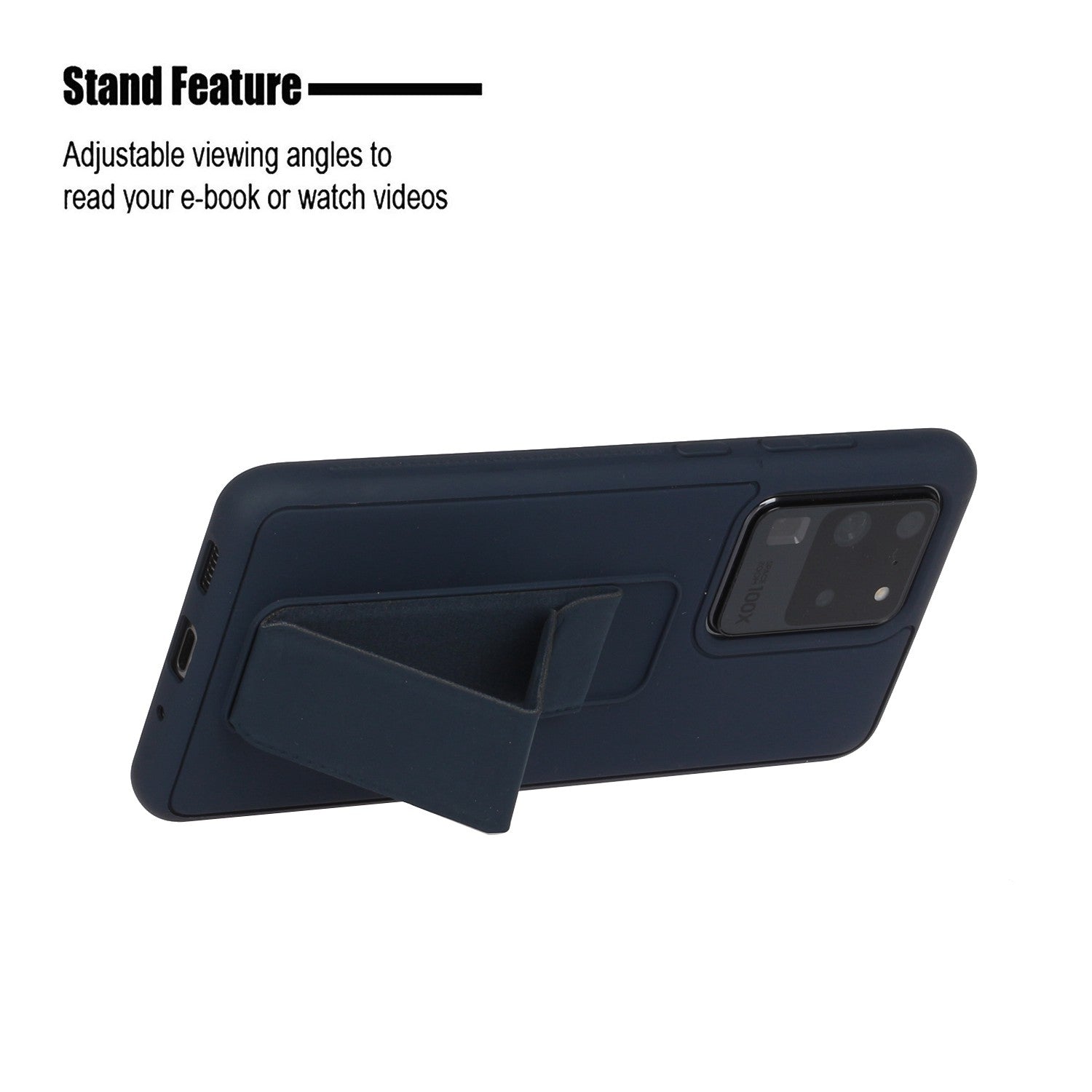 For Samsung Galaxy S20 Ultra Magnetic Hand Strap Kickstand TPU + PC Phone Cover - Dark Blue