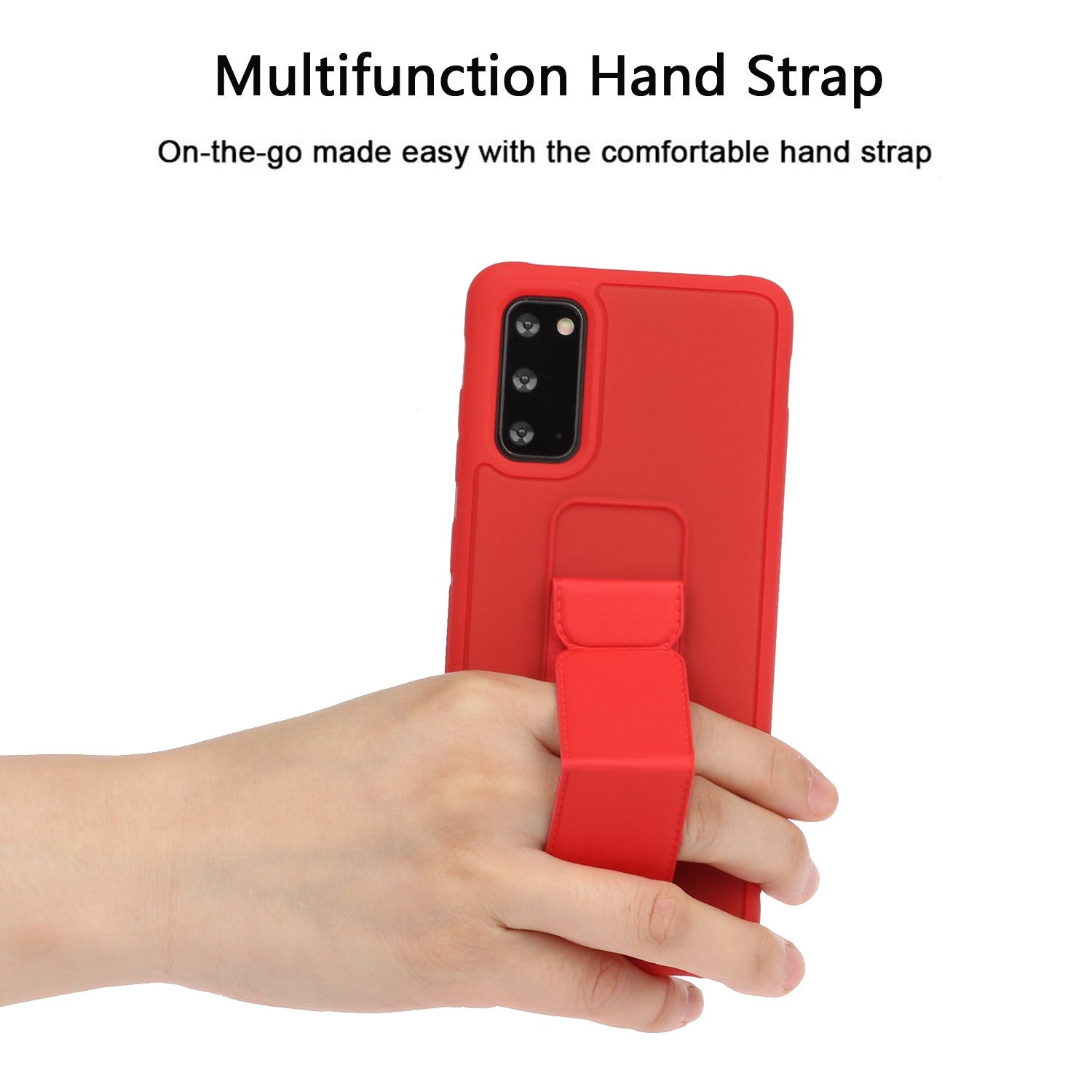 For Samsung Galaxy S20 4G/S20 5G Magnetic Hand Strap Kickstand TPU + PC Phone Cover - Red