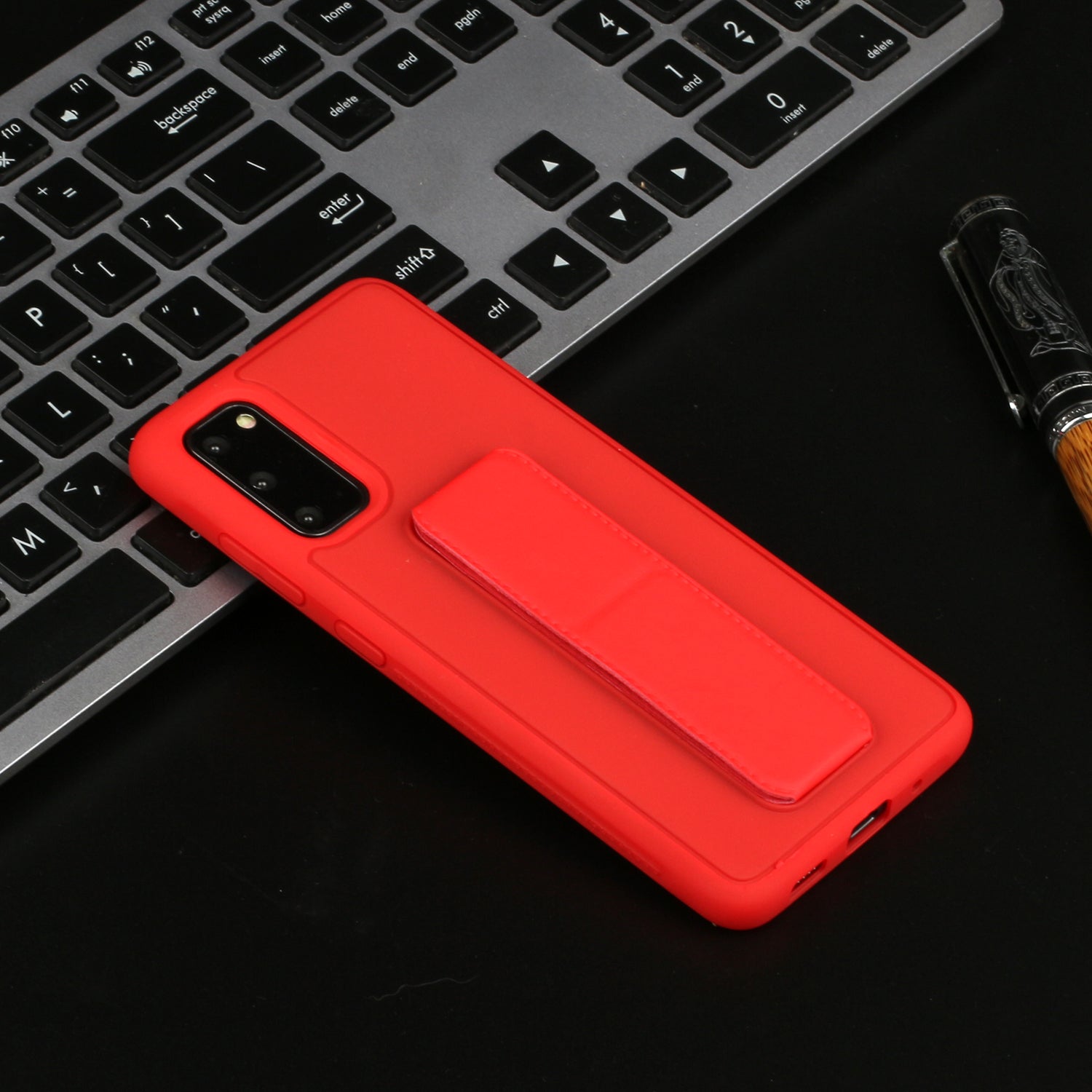 For Samsung Galaxy S20 4G/S20 5G Magnetic Hand Strap Kickstand TPU + PC Phone Cover - Red