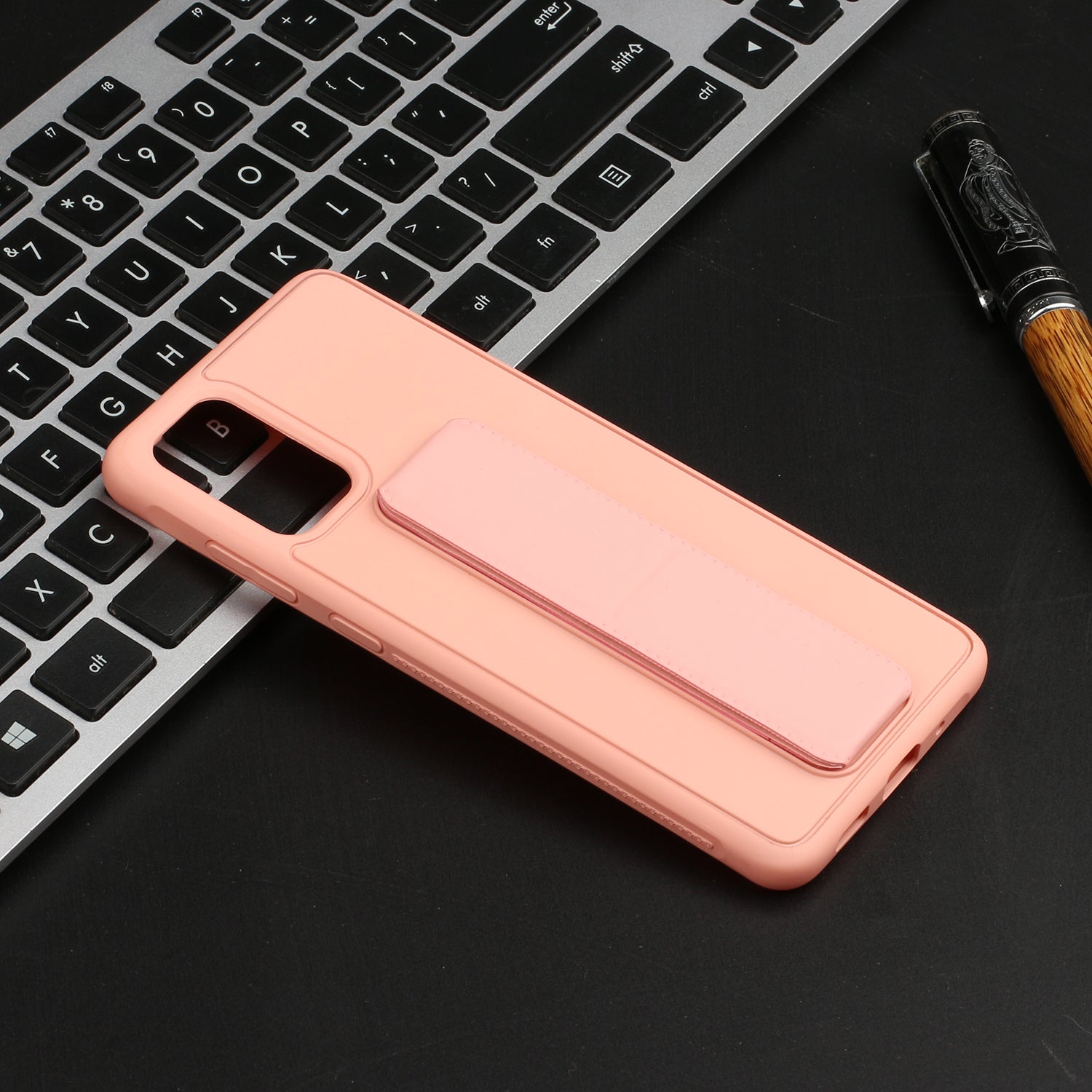 For Samsung Galaxy S20 4G/S20 5G Magnetic Hand Strap Kickstand TPU + PC Phone Cover - Pink