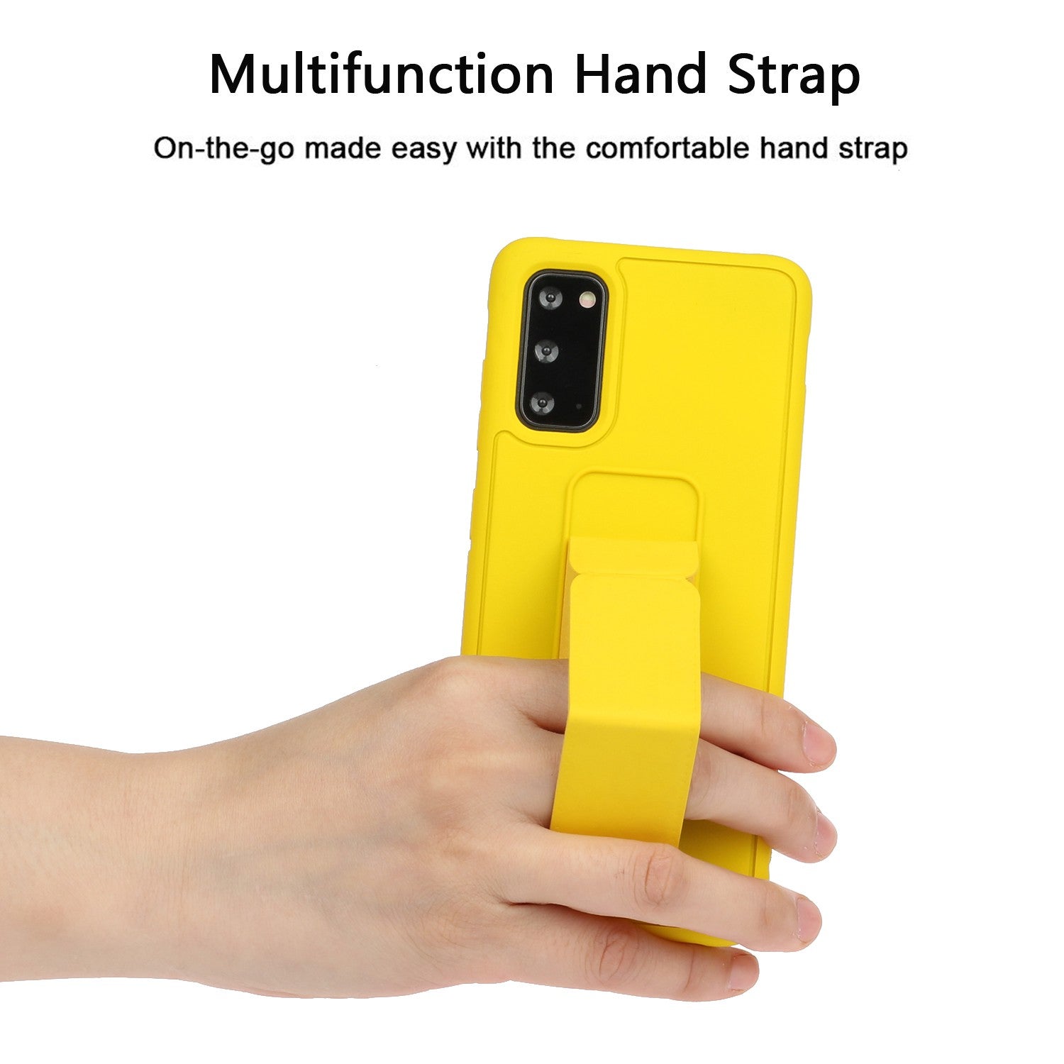 For Samsung Galaxy S20 4G/S20 5G Magnetic Hand Strap Kickstand TPU + PC Phone Cover - Yellow