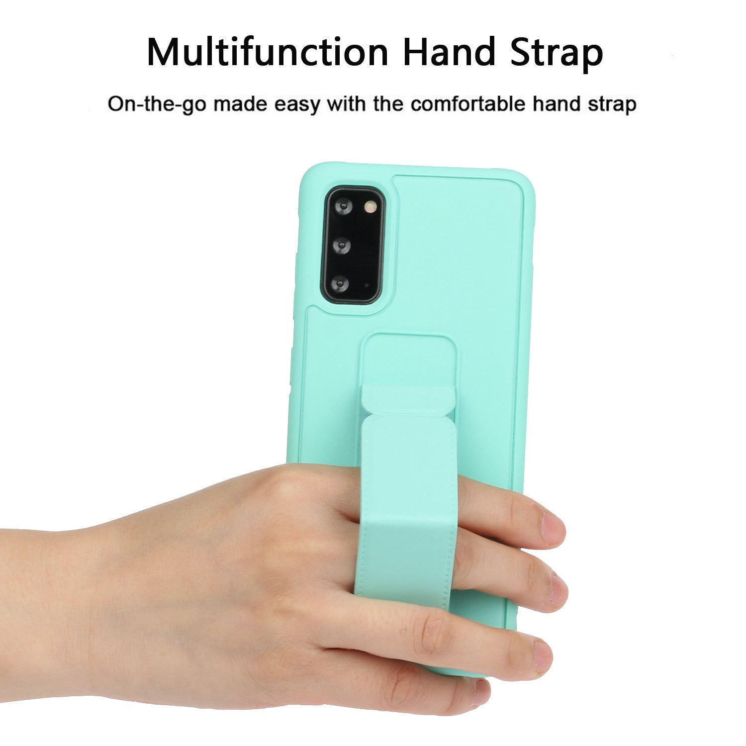 For Samsung Galaxy S20 4G/S20 5G Magnetic Hand Strap Kickstand TPU + PC Phone Cover - Cyan