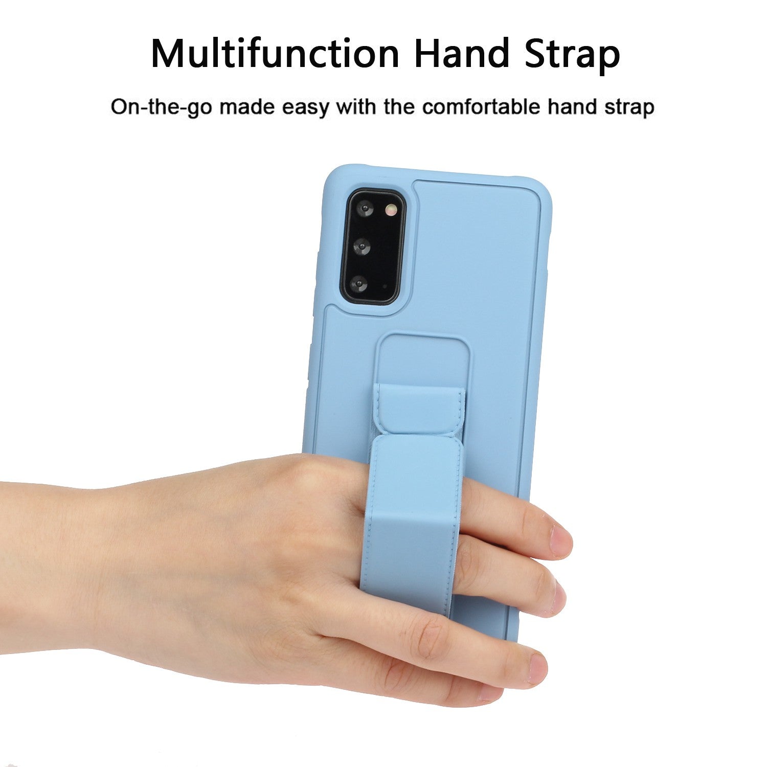 For Samsung Galaxy S20 4G/S20 5G Magnetic Hand Strap Kickstand TPU + PC Phone Cover - Baby Blue