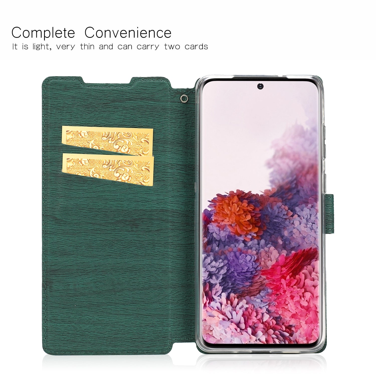 Textured Ultra-thin Leather Wallet Stand Case Cover for Samsung Galaxy S20 Plus / S20 Plus 5G - Green