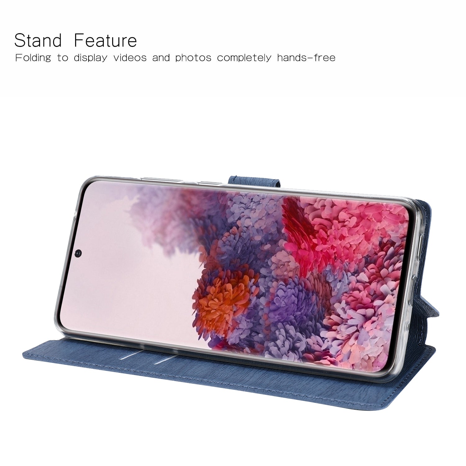 Textured Ultra-thin Leather Wallet Stand Case Cover for Samsung Galaxy S20 4G/S20 5G - Blue