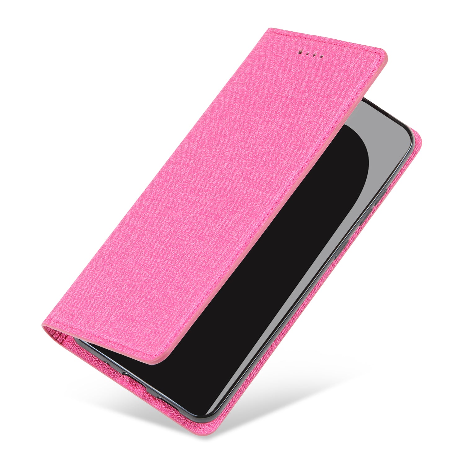 Auto-absorbed Cloth Texture Leather Stand Case with Card Slots for Samsung Galaxy S20 Ultra - Rose