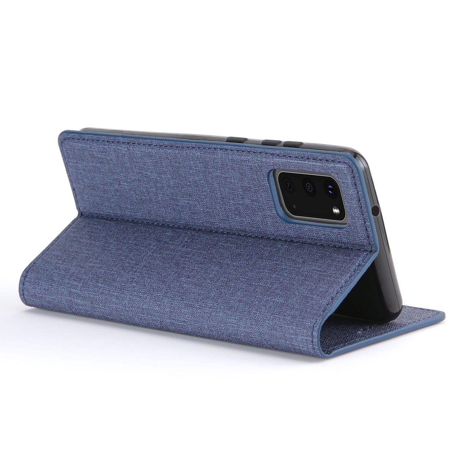 Auto-absorbed Cloth Texture Leather Card Holder Case for Samsung Galaxy S20 4G/S20 5G - Blue