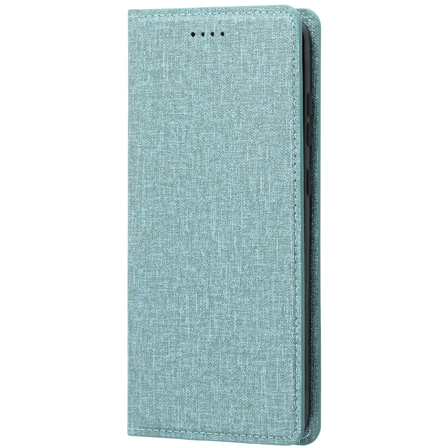 Auto-absorbed Cloth Texture Leather Card Holder Case for Samsung Galaxy S20 Plus - Cyan