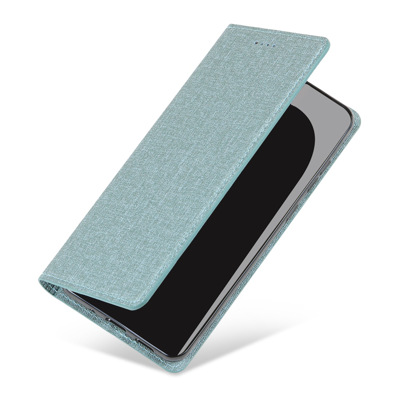 Auto-absorbed Cloth Texture Leather Card Holder Case for Samsung Galaxy S20 Plus - Cyan