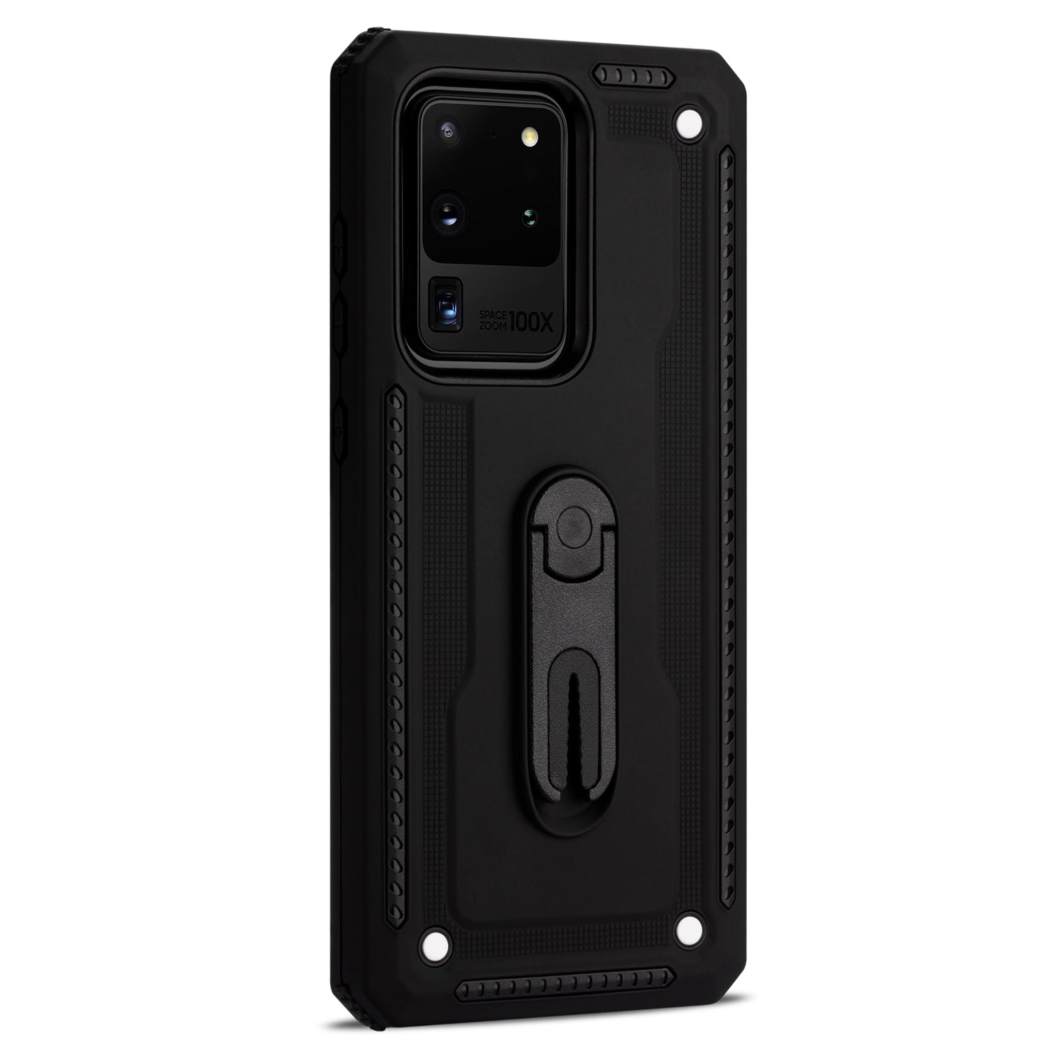 PC + TPU Hybrid Case with Air Outlet Clip Kickstand for Samsung Galaxy S20 Ultra - Black