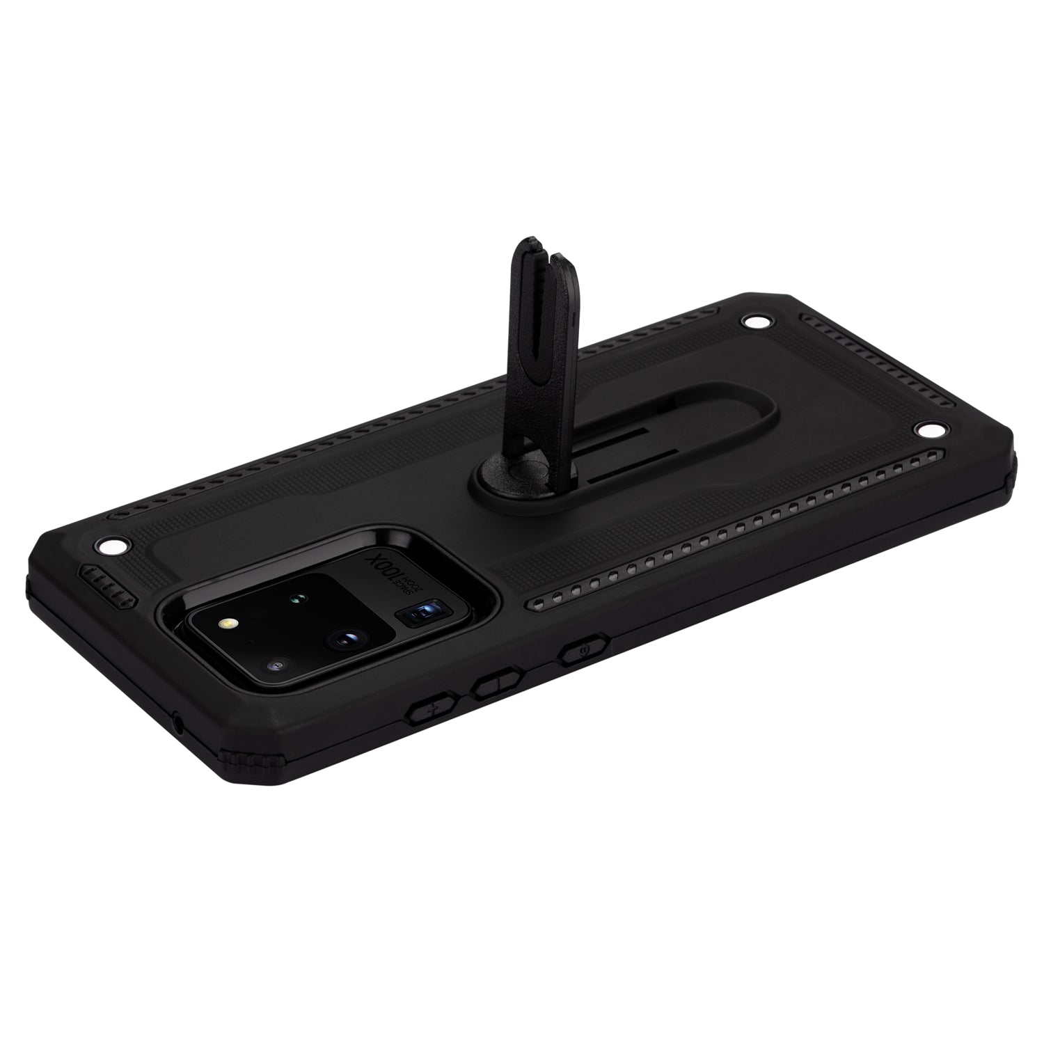 PC + TPU Hybrid Case with Air Outlet Clip Kickstand for Samsung Galaxy S20 Ultra - Black