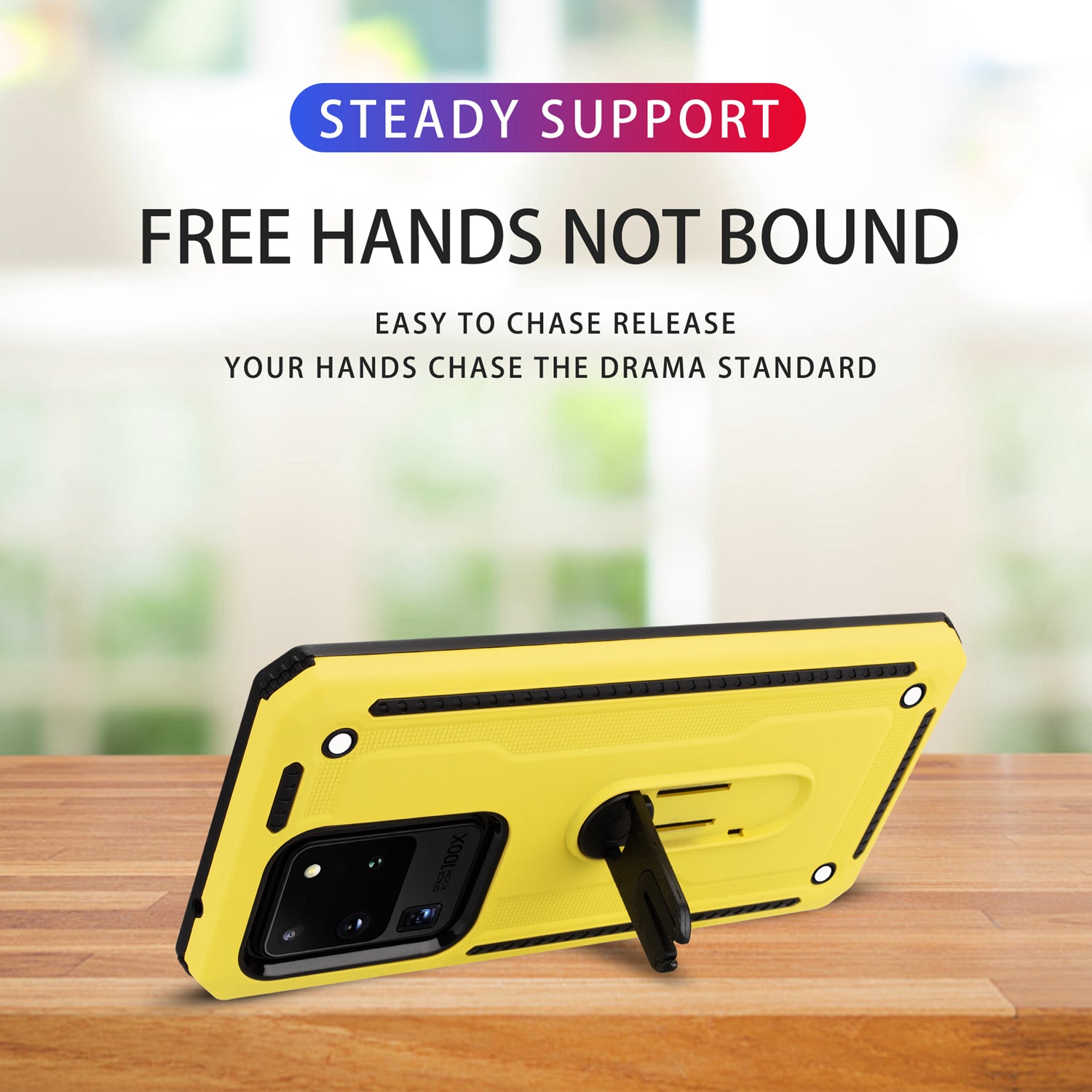 PC + TPU Hybrid Case with Air Outlet Clip Kickstand for Samsung Galaxy S20 Ultra - Yellow