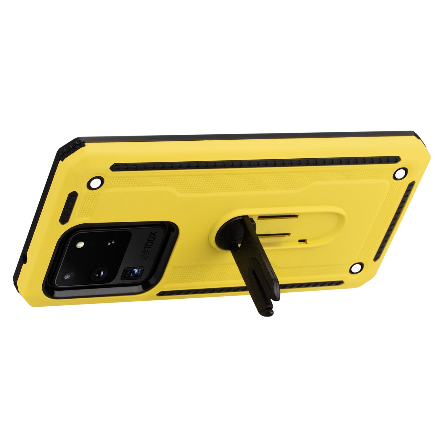 PC + TPU Hybrid Case with Air Outlet Clip Kickstand for Samsung Galaxy S20 Ultra - Yellow