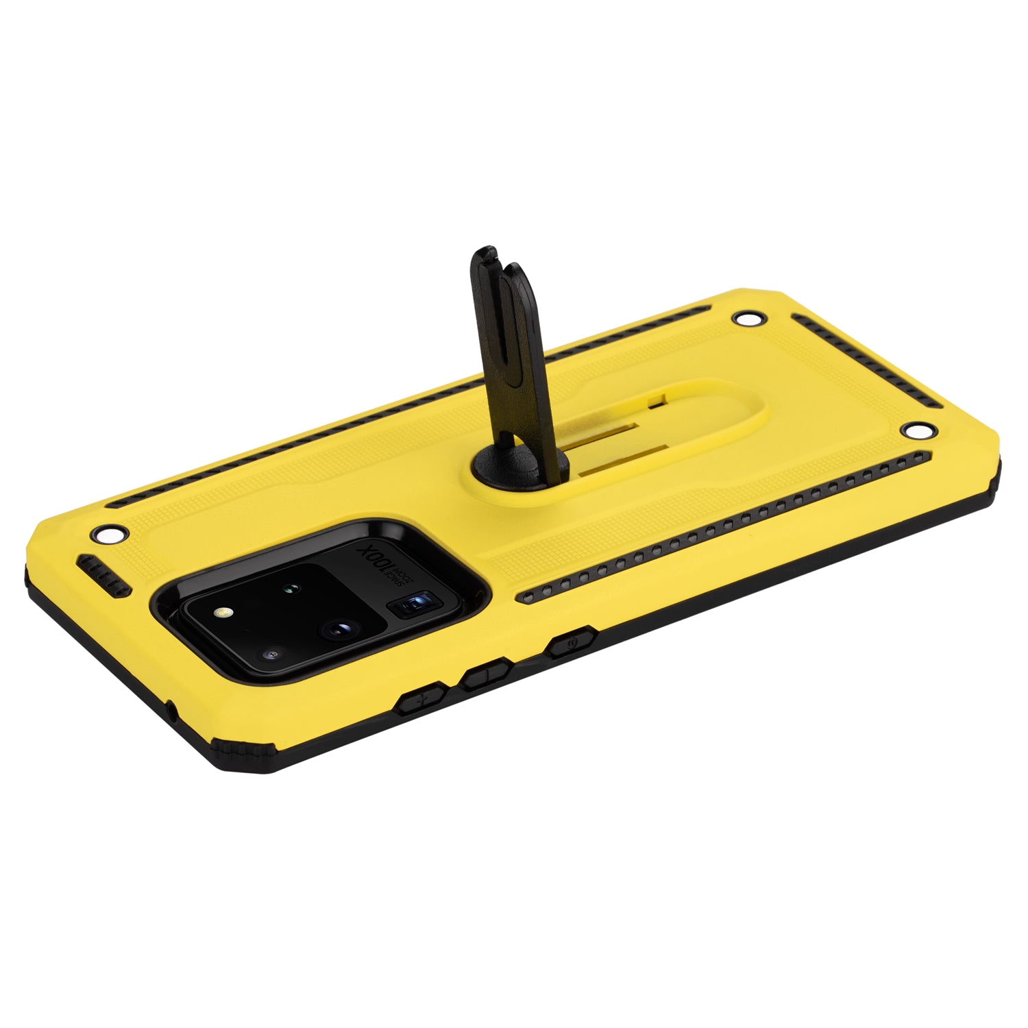 PC + TPU Hybrid Case with Air Outlet Clip Kickstand for Samsung Galaxy S20 Ultra - Yellow