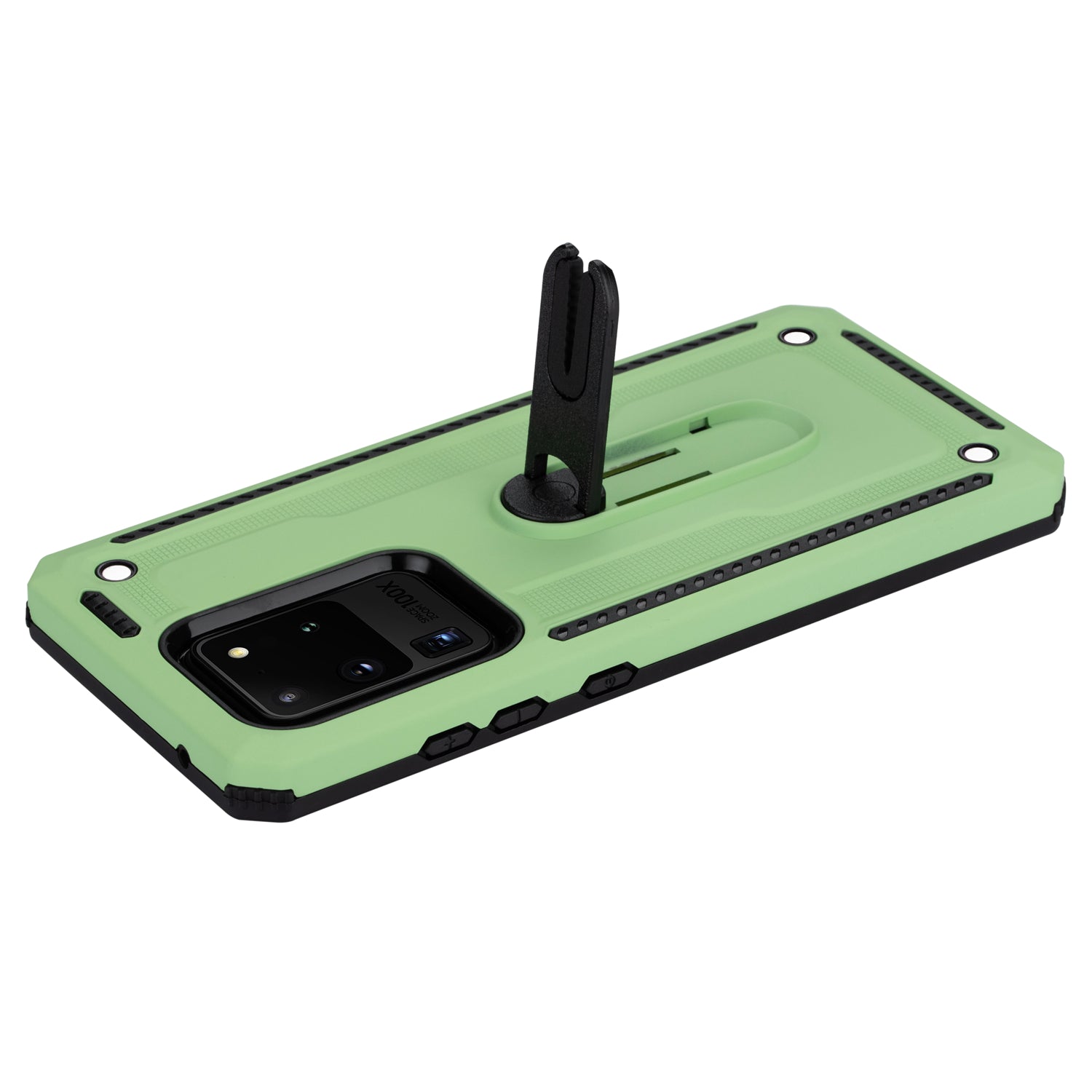 PC + TPU Hybrid Case with Air Outlet Clip Kickstand for Samsung Galaxy S20 Ultra - Green