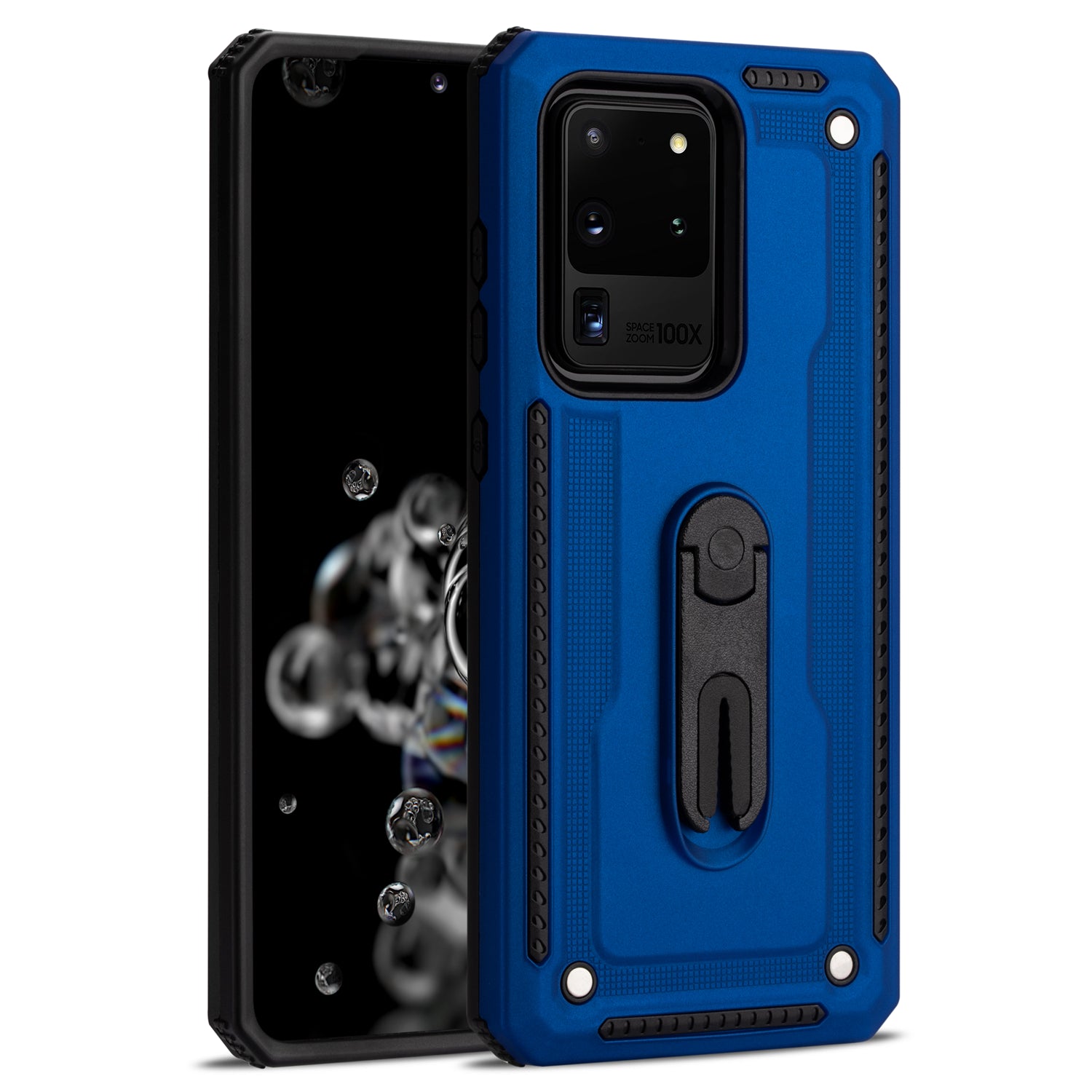 PC + TPU Hybrid Case with Air Outlet Clip Kickstand for Samsung Galaxy S20 Ultra - Blue