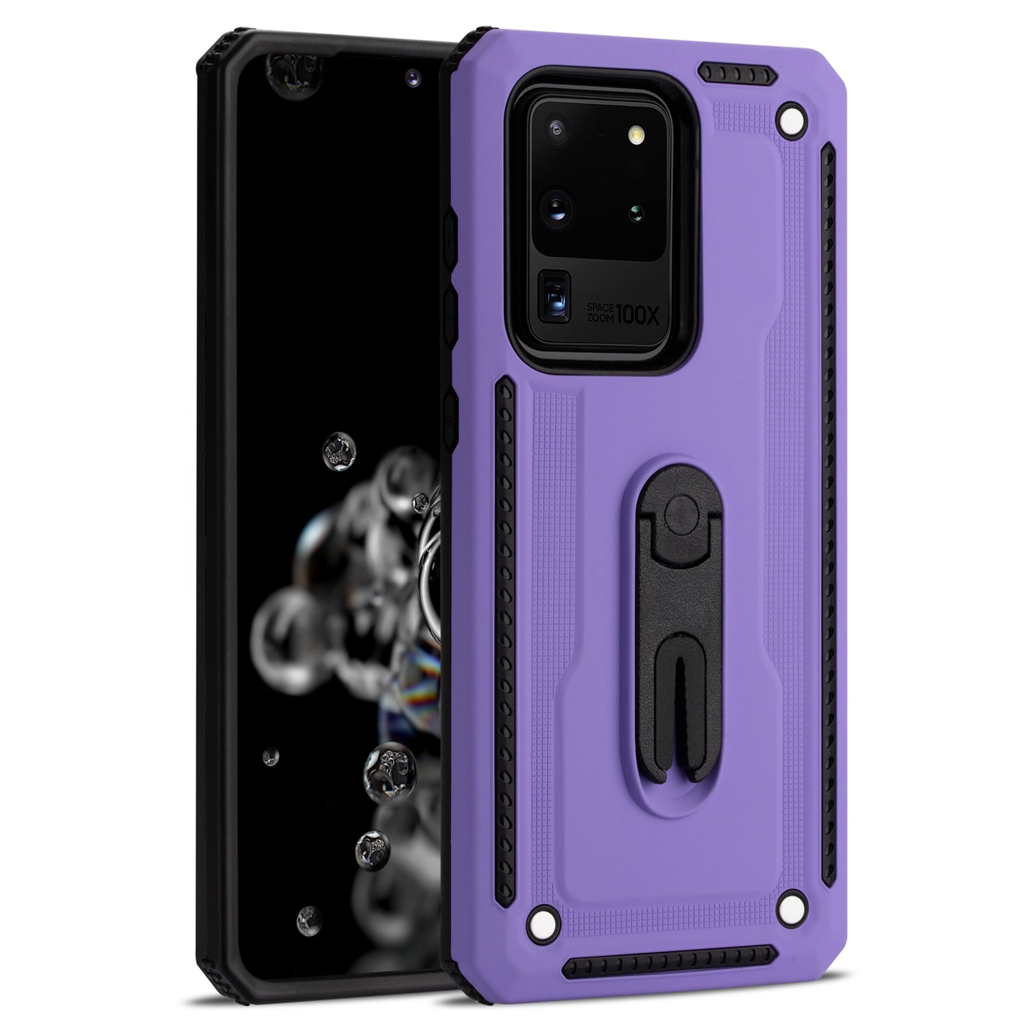 PC + TPU Hybrid Case with Air Outlet Clip Kickstand for Samsung Galaxy S20 Ultra - Purple