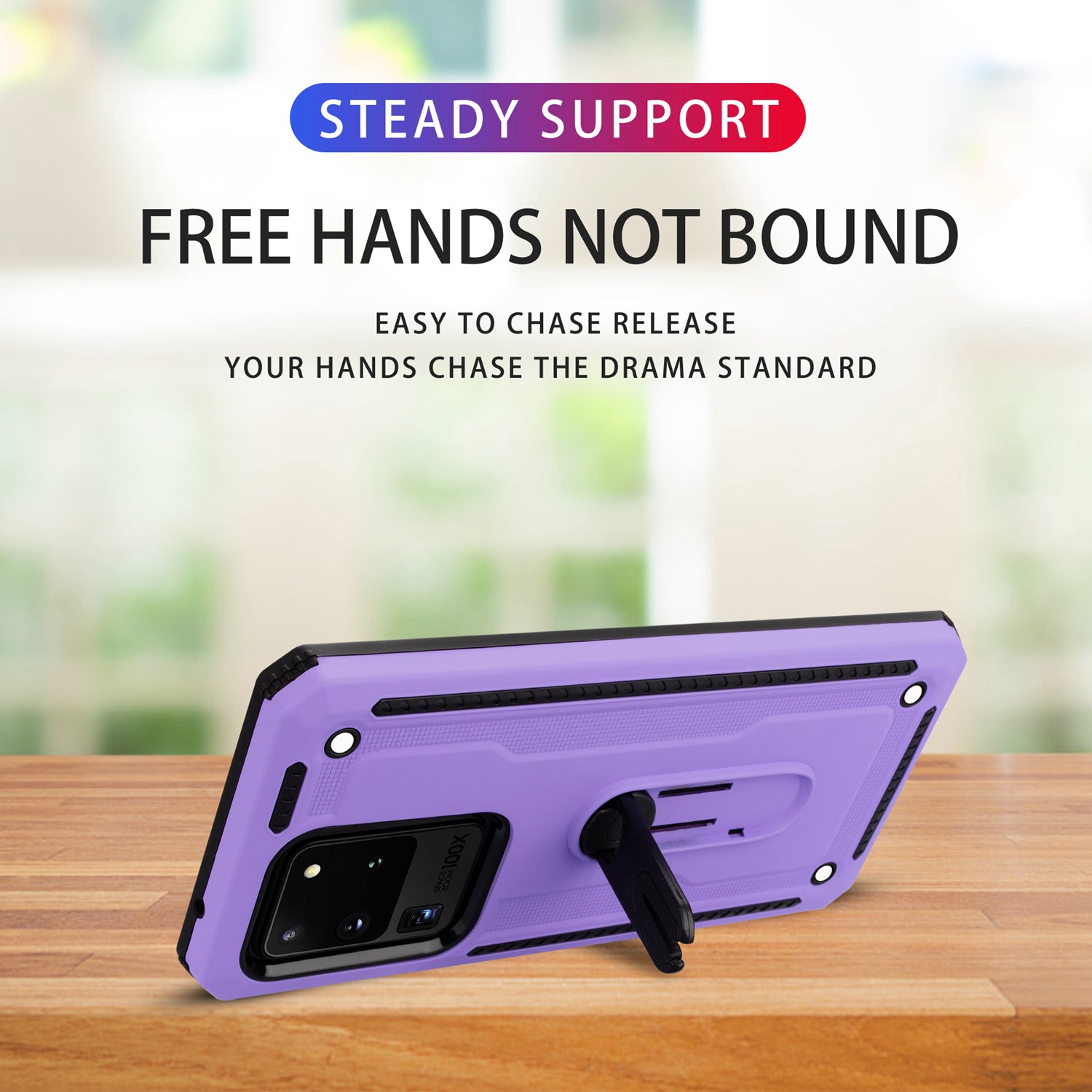 PC + TPU Hybrid Case with Air Outlet Clip Kickstand for Samsung Galaxy S20 Ultra - Purple