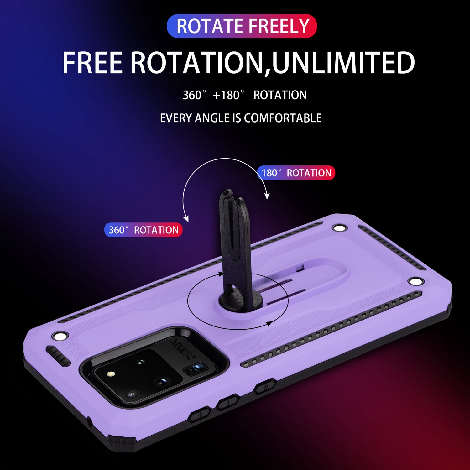 PC + TPU Hybrid Case with Air Outlet Clip Kickstand for Samsung Galaxy S20 Ultra - Purple