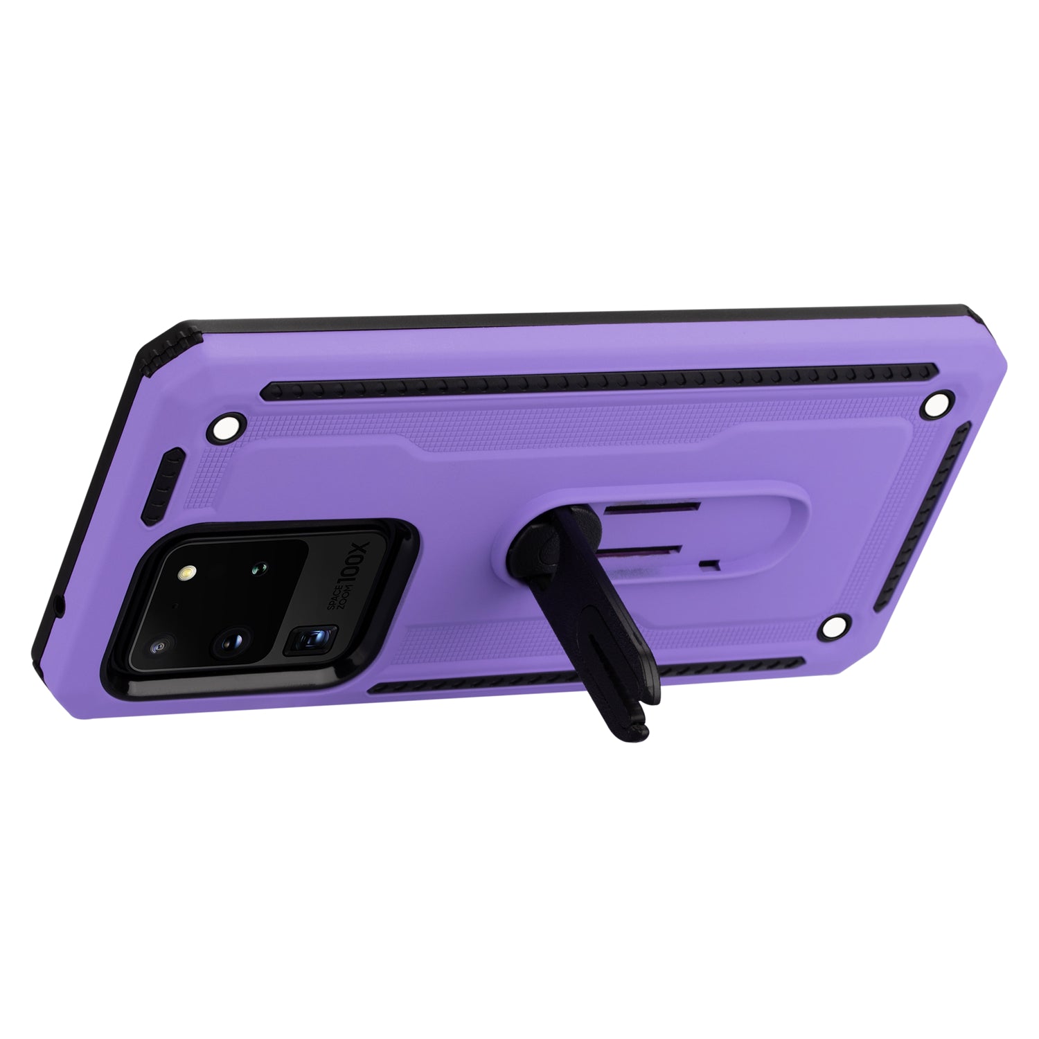 PC + TPU Hybrid Case with Air Outlet Clip Kickstand for Samsung Galaxy S20 Ultra - Purple