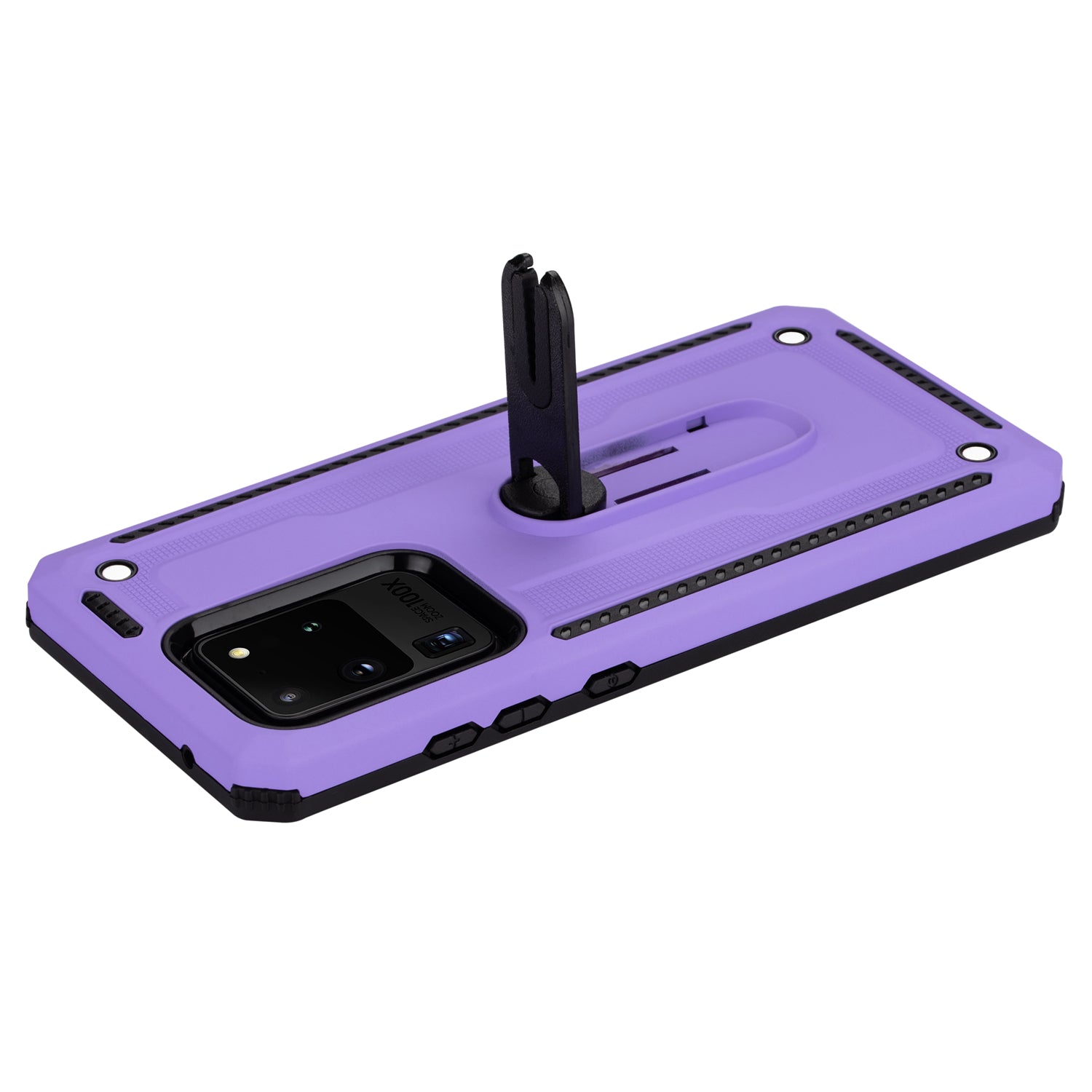 PC + TPU Hybrid Case with Air Outlet Clip Kickstand for Samsung Galaxy S20 Ultra - Purple