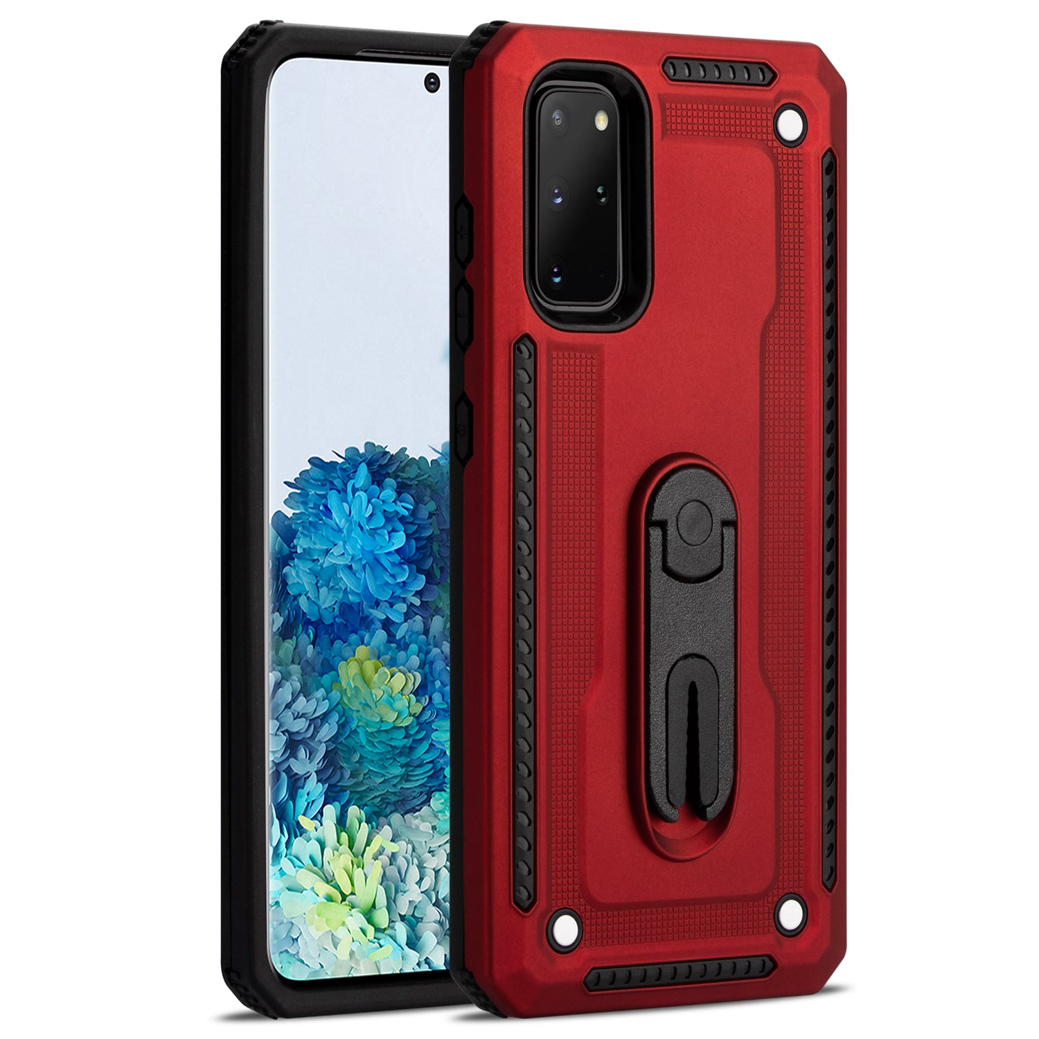 Air Outlet Clip Kickstand PC + TPU Hybrid Case for Samsung Galaxy S20 Plus / S20 Plus 5G - Red