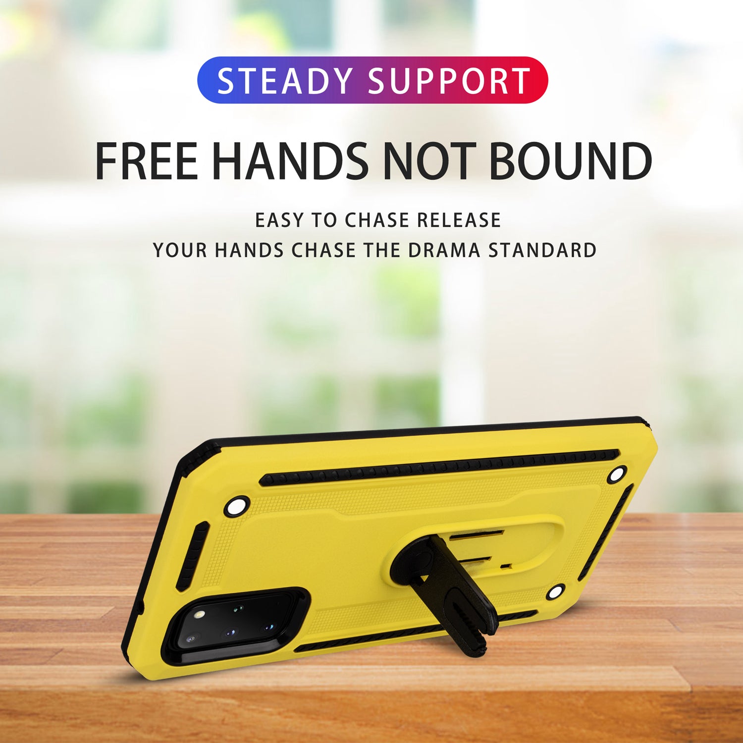 Air Outlet Clip Kickstand PC + TPU Hybrid Case for Samsung Galaxy S20 Plus / S20 Plus 5G - Yellow