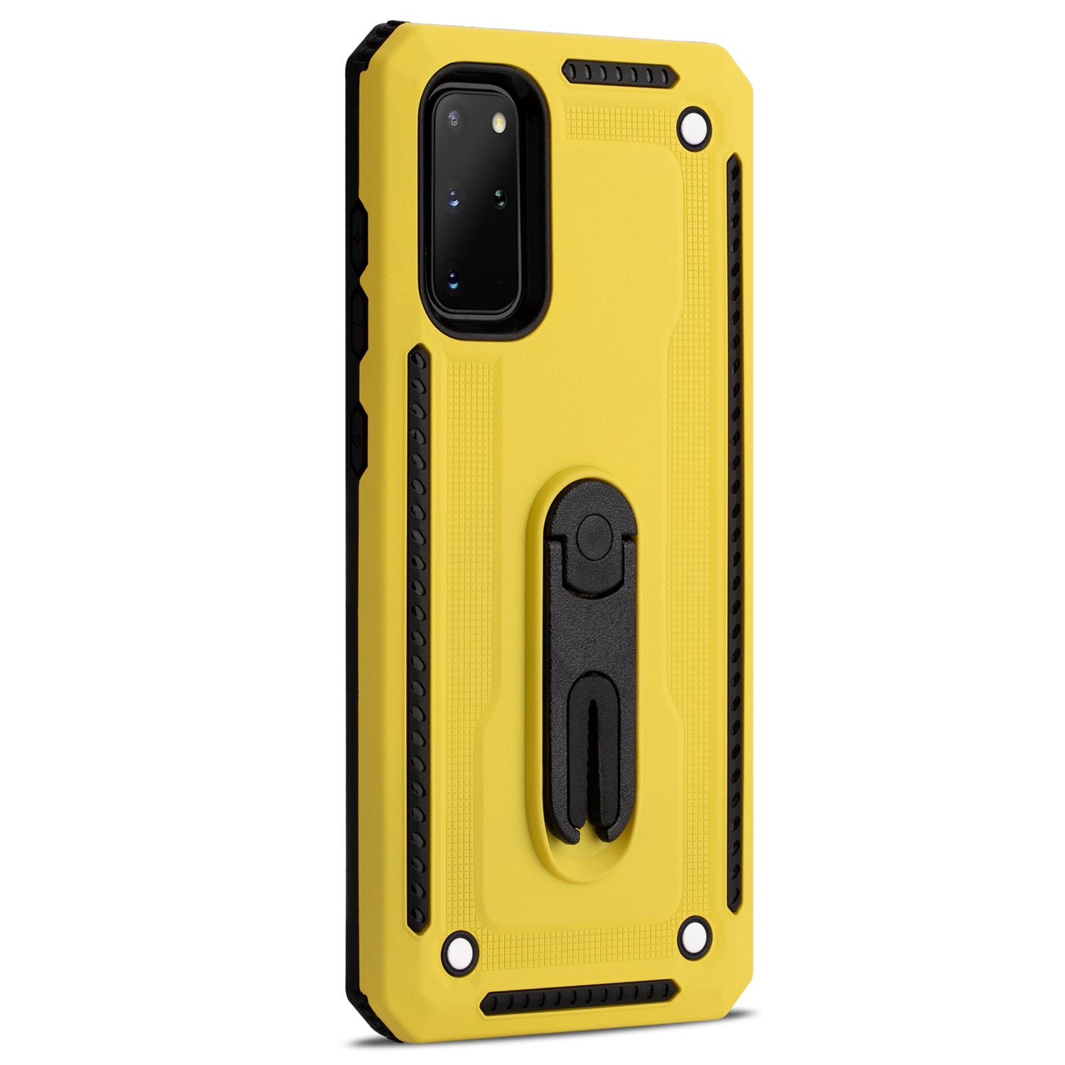 Air Outlet Clip Kickstand PC + TPU Hybrid Case for Samsung Galaxy S20 Plus / S20 Plus 5G - Yellow