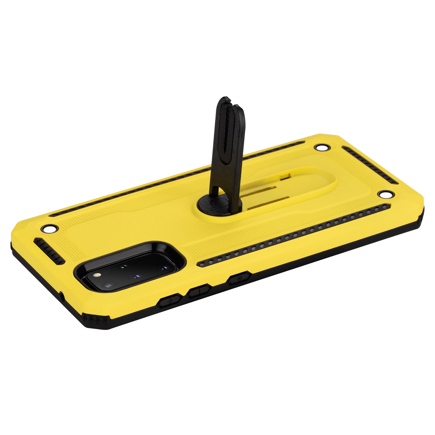 Air Outlet Clip Kickstand PC + TPU Hybrid Case for Samsung Galaxy S20 Plus / S20 Plus 5G - Yellow