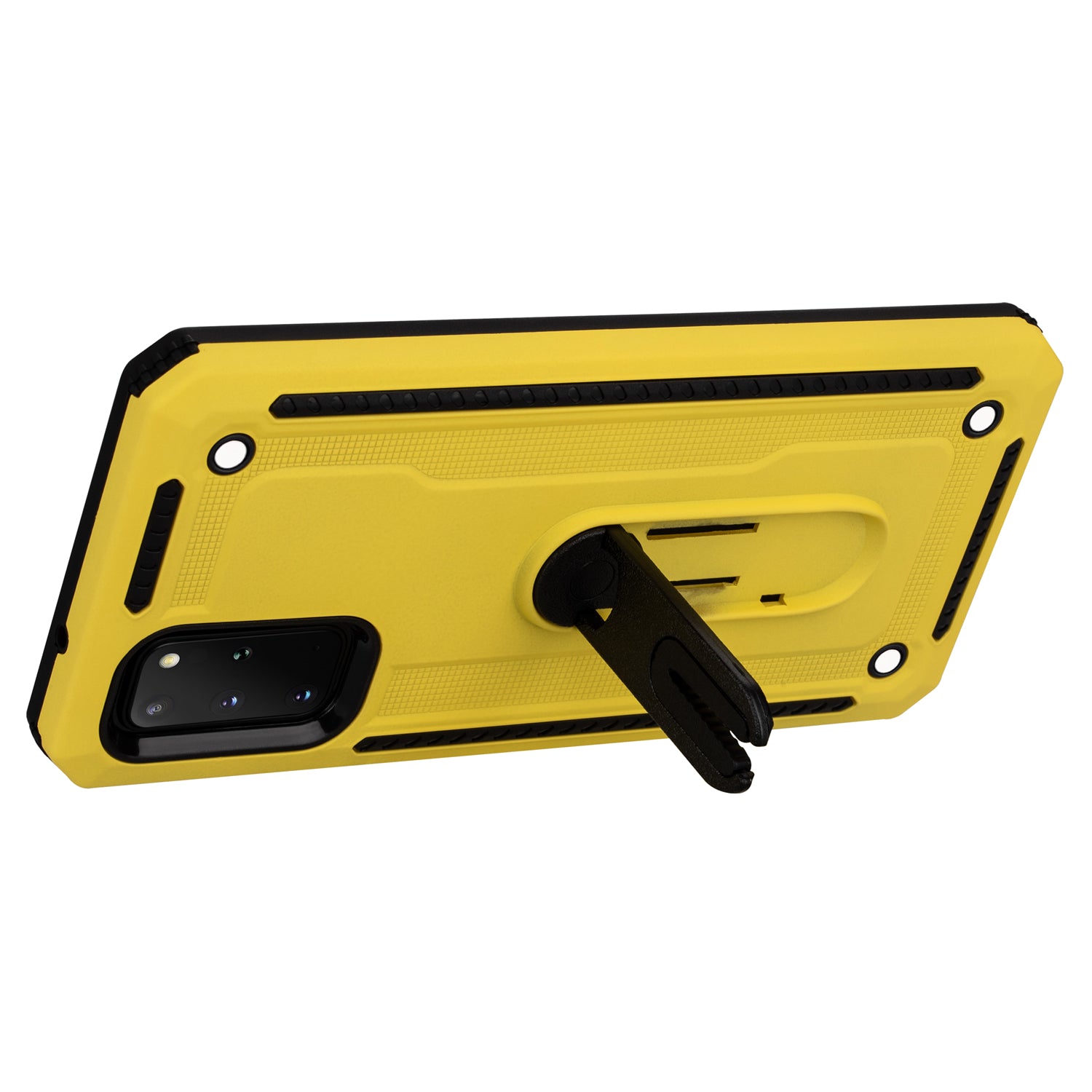 Air Outlet Clip Kickstand PC + TPU Hybrid Case for Samsung Galaxy S20 Plus / S20 Plus 5G - Yellow