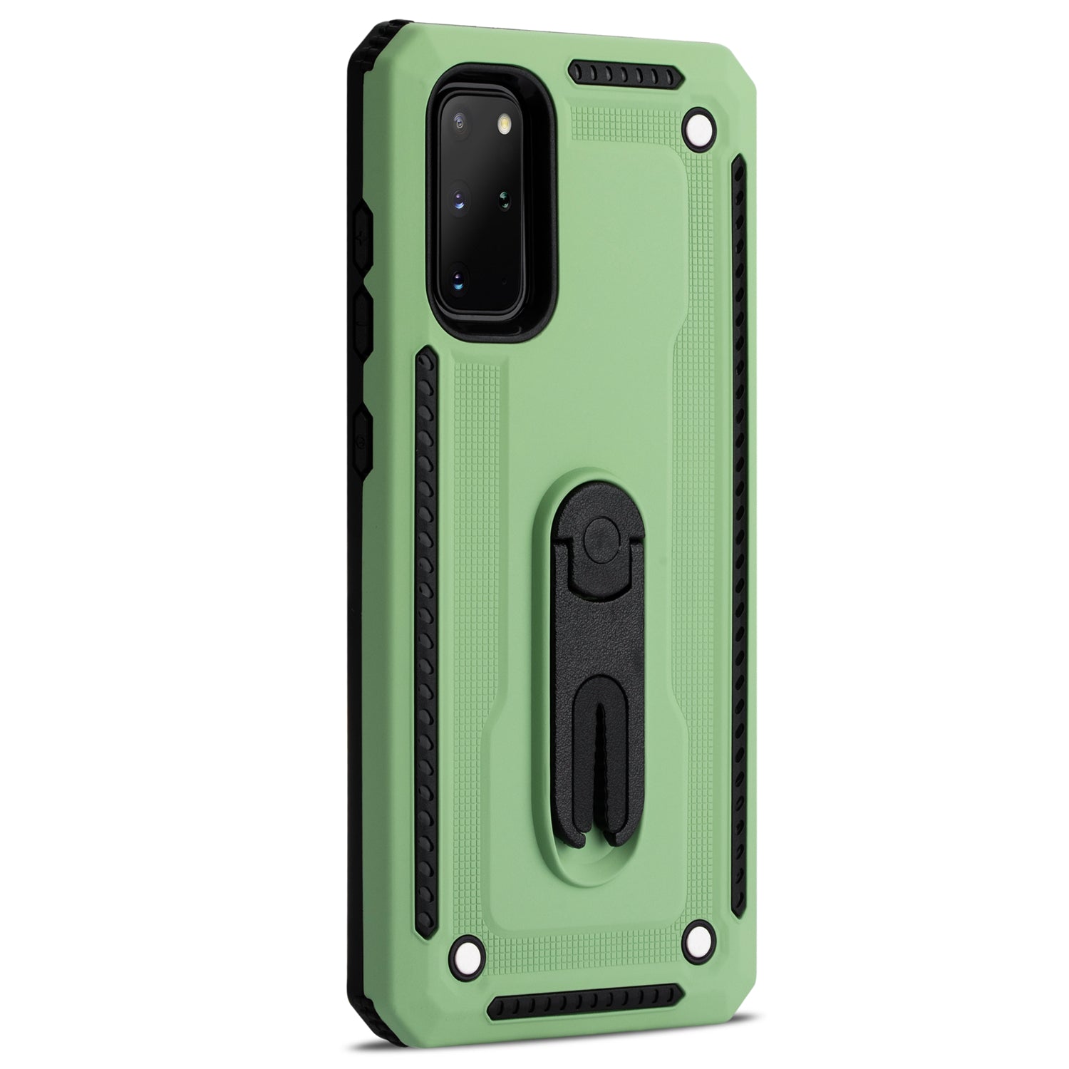 Air Outlet Clip Kickstand PC + TPU Hybrid Case for Samsung Galaxy S20 Plus / S20 Plus 5G - Green