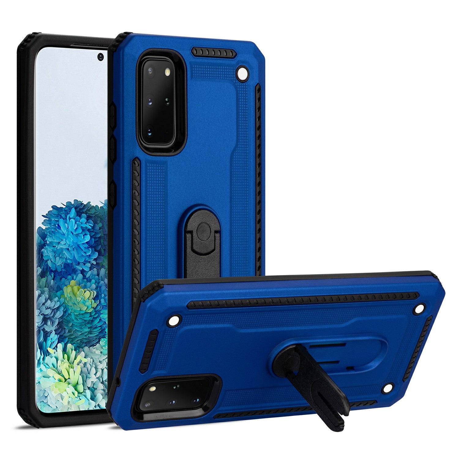 Air Outlet Clip Kickstand PC + TPU Hybrid Case for Samsung Galaxy S20 Plus / S20 Plus 5G - Blue