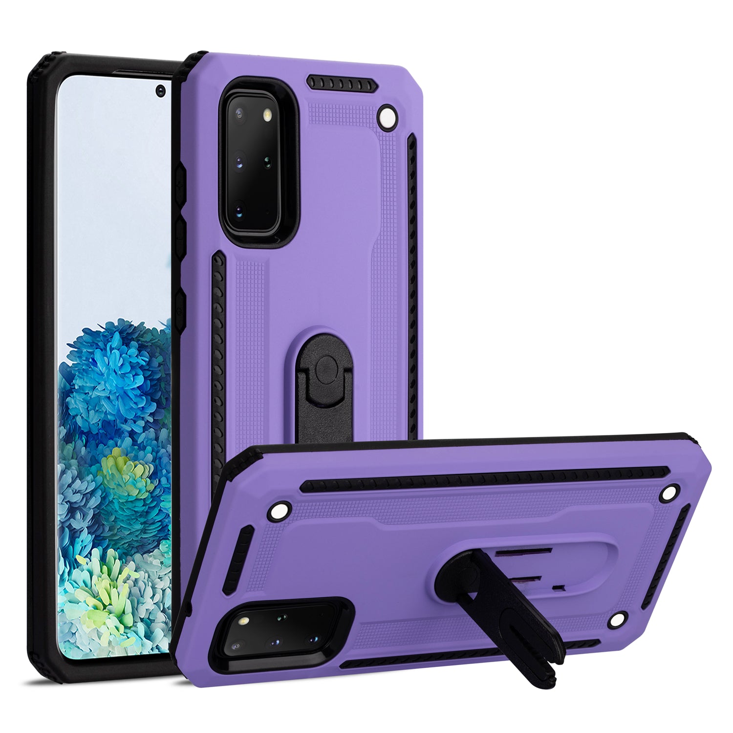 Air Outlet Clip Kickstand PC + TPU Hybrid Case for Samsung Galaxy S20 Plus / S20 Plus 5G - Purple