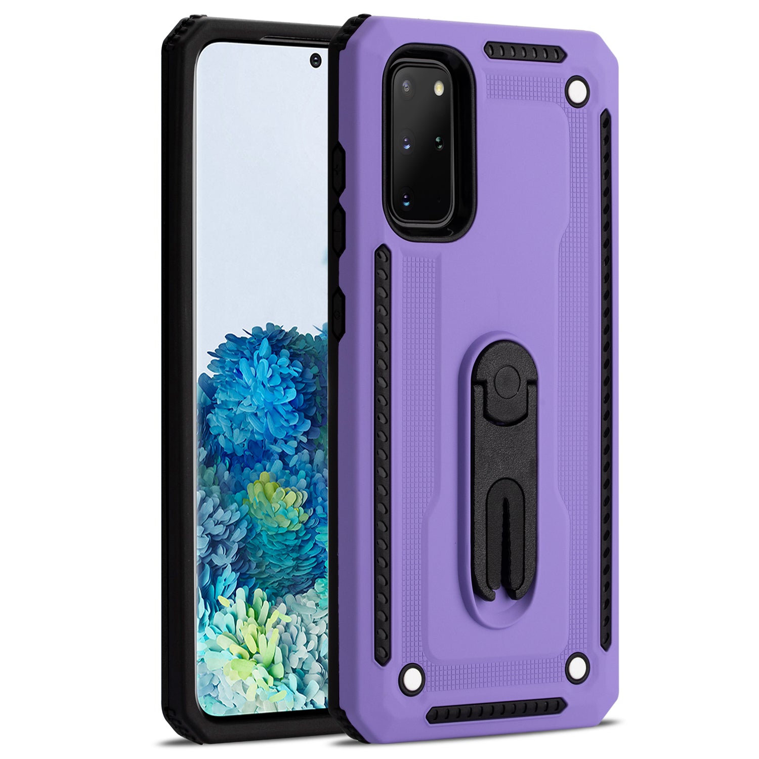 Air Outlet Clip Kickstand PC + TPU Hybrid Case for Samsung Galaxy S20 Plus / S20 Plus 5G - Purple