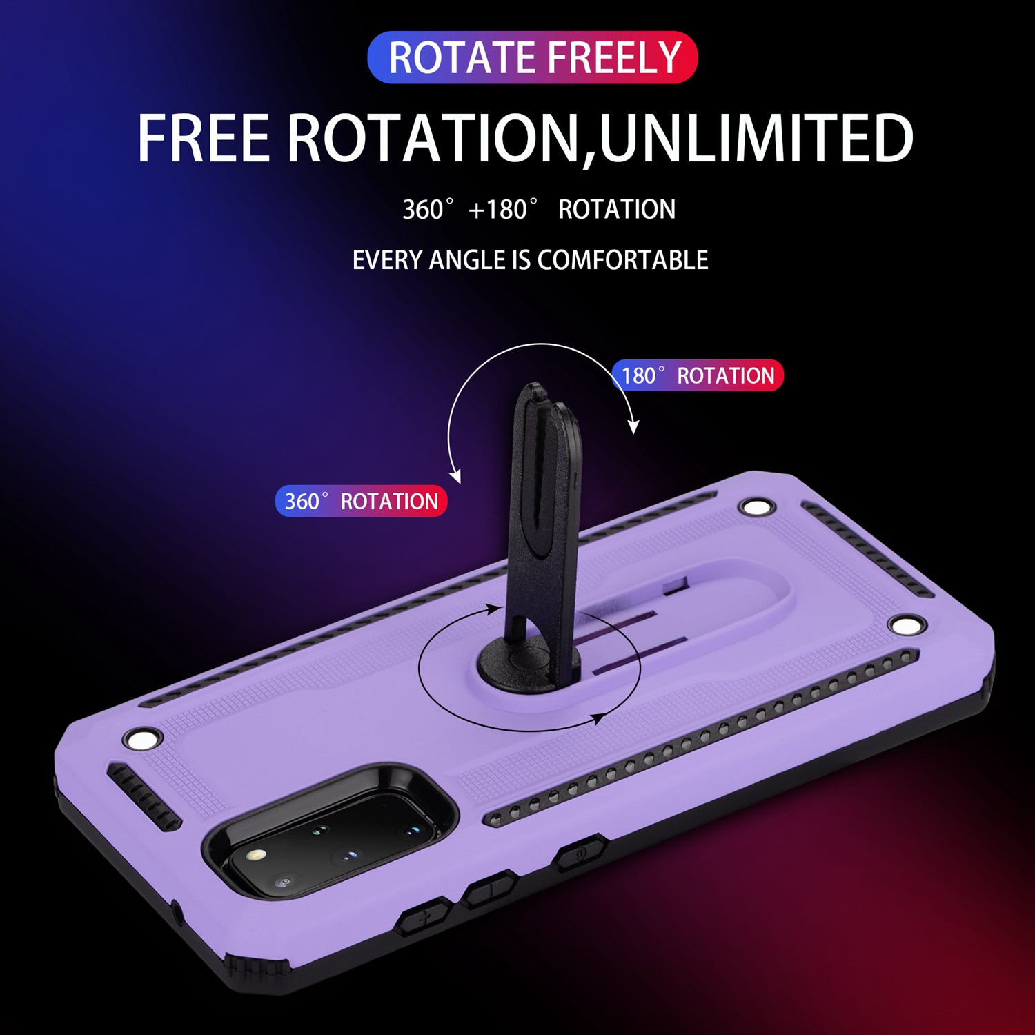 Air Outlet Clip Kickstand PC + TPU Hybrid Case for Samsung Galaxy S20 Plus / S20 Plus 5G - Purple