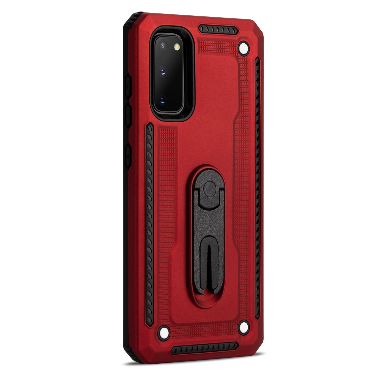 Air Outlet Clip Kickstand PC + TPU Hybrid Case for Samsung Galaxy S20 4G/S20 5G - Red