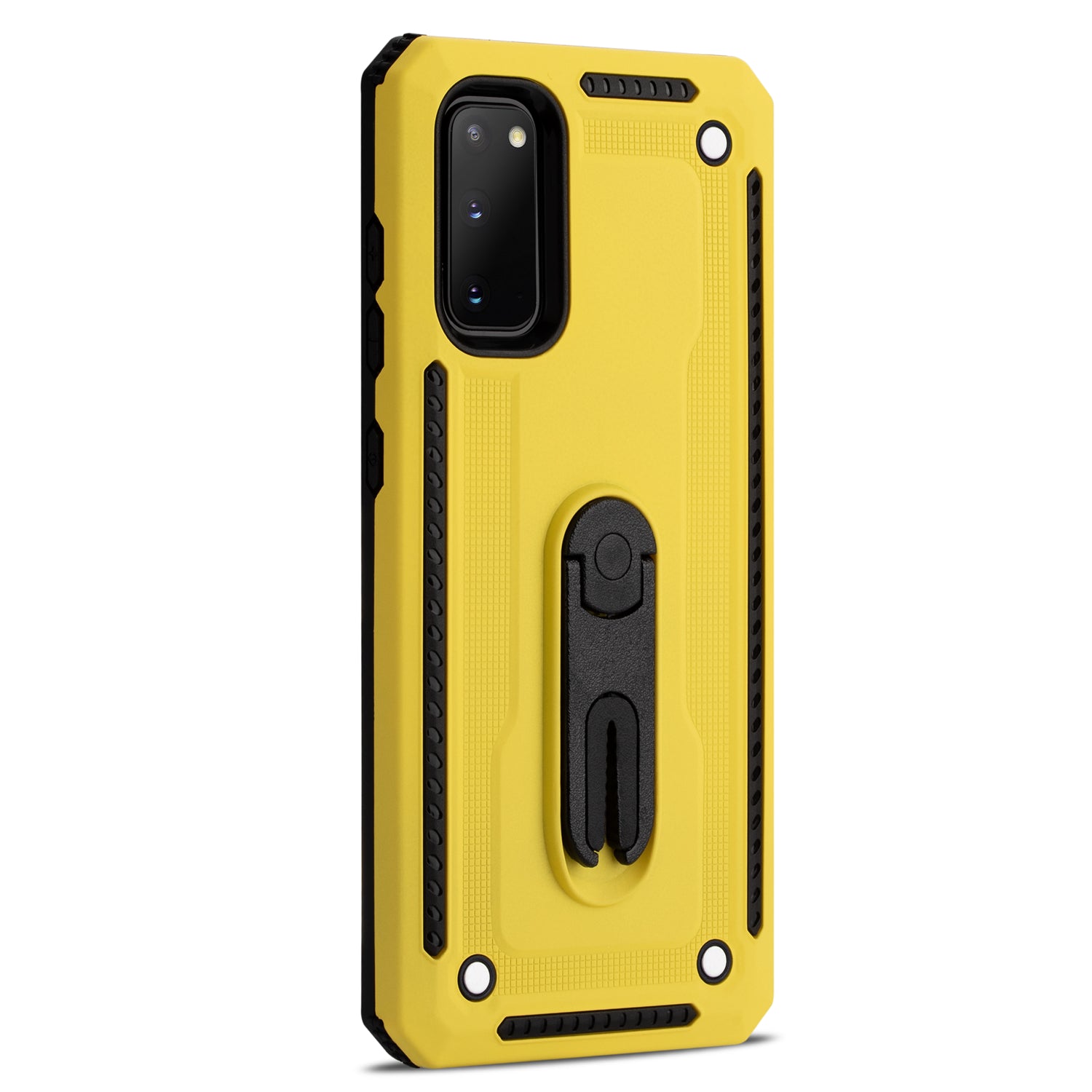 Air Outlet Clip Kickstand PC + TPU Hybrid Case for Samsung Galaxy S20 4G/S20 5G - Yellow