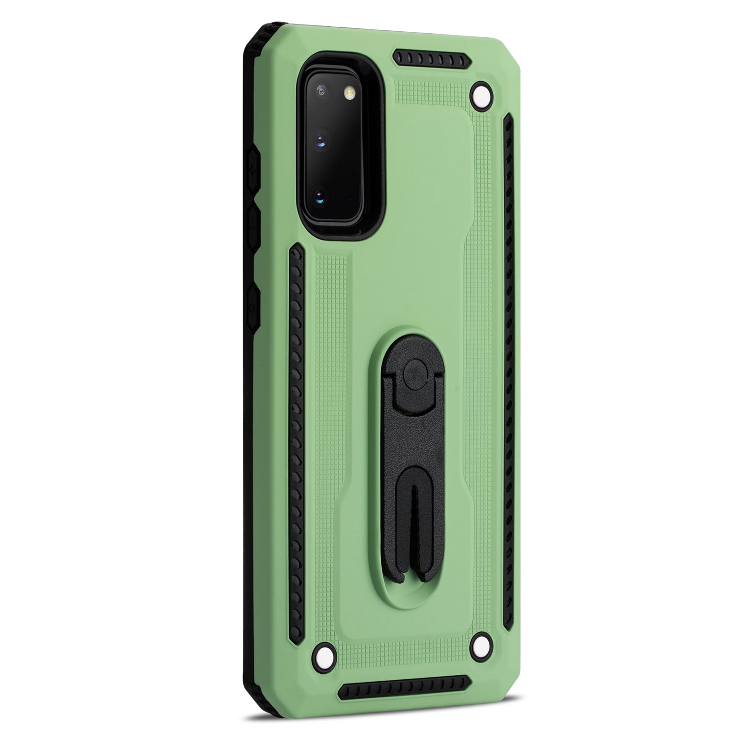 Air Outlet Clip Kickstand PC + TPU Hybrid Case for Samsung Galaxy S20 4G/S20 5G - Green