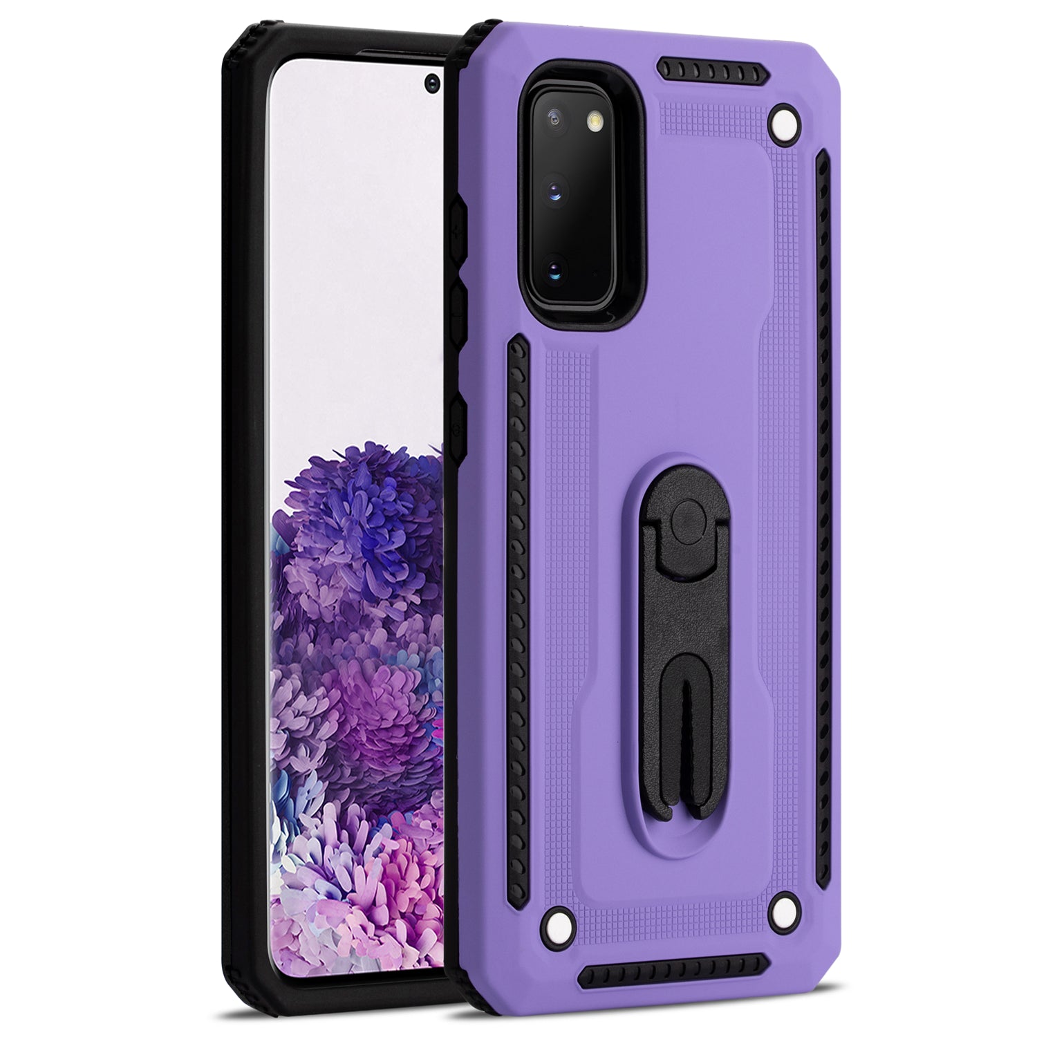 Air Outlet Clip Kickstand PC + TPU Hybrid Case for Samsung Galaxy S20 4G/S20 5G - Purple