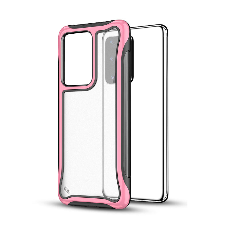 Matte 3-in-1 PC + TPU Phone Case Hybrid Shell for Samsung Galaxy S20 Ultra - Pink