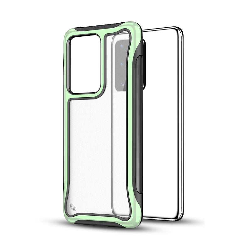 Matte 3-in-1 PC + TPU Phone Case Hybrid Shell for Samsung Galaxy S20 Ultra - Light Green