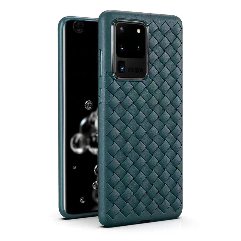 Breathable Woven Pattern TPU Phone Cover for Samsung Galaxy S20 Ultra - Green