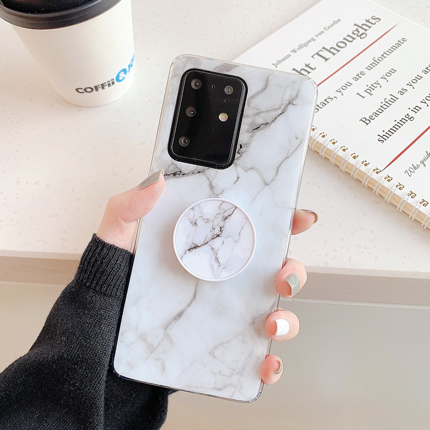 Marble Pattern Glossy IMD TPU Cover with Foldable Kickstand for Samsung Galaxy S20 Plus - Style A