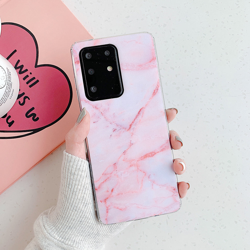 Marble Pattern Matte IMD TPU Shell Case for Samsung Galaxy S20 Plus - Pink