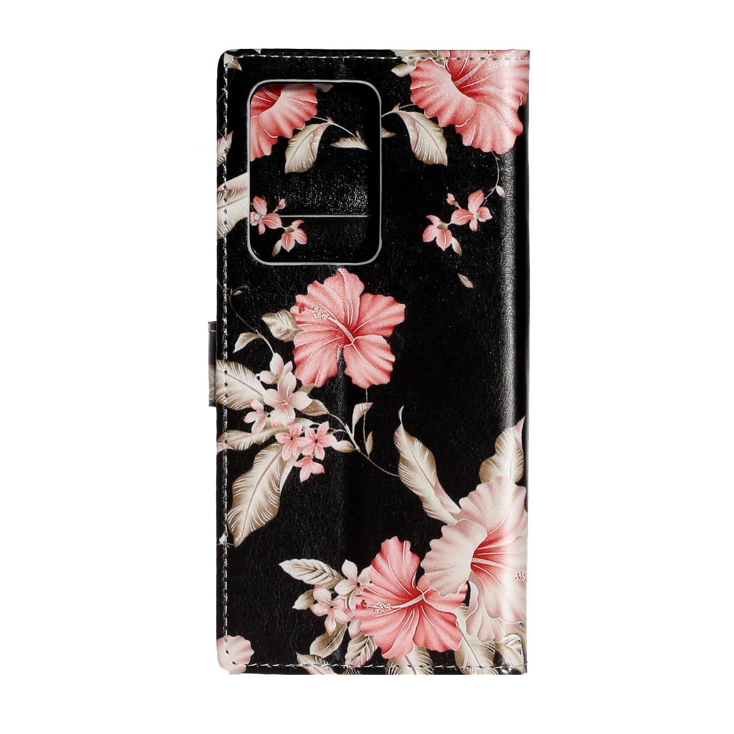 Pattern Printing Magnetic Leather Phone Case Wallet for Samsung Galaxy S20 Ultra - Pink Flower