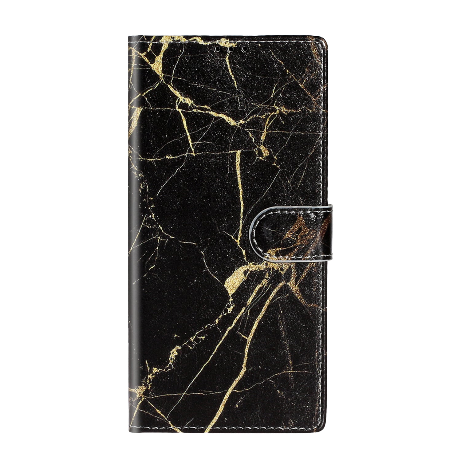 Pattern Printing Magnetic Leather Phone Case Wallet for Samsung Galaxy S20 Ultra - Black/Gold