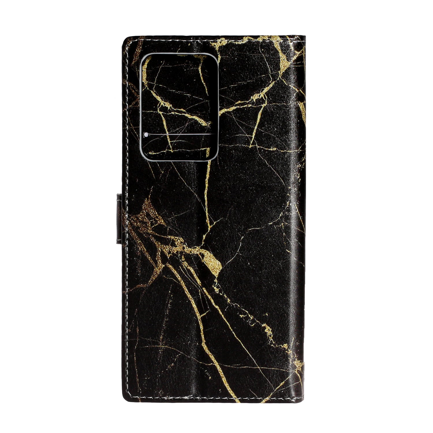 Pattern Printing Magnetic Leather Phone Case Wallet for Samsung Galaxy S20 Ultra - Black/Gold